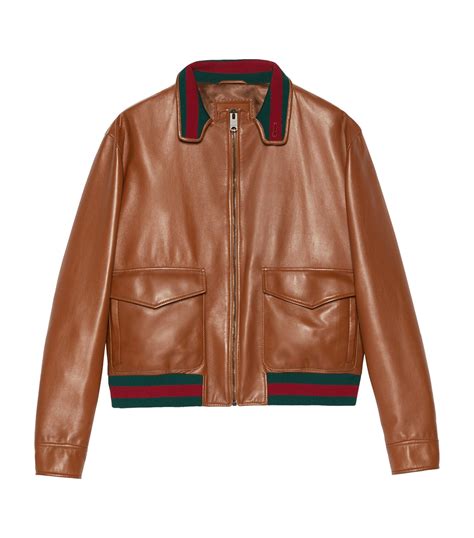 gucci brown leather bomber jacket|gucci midnight blue bomber jacket.